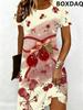 Women's 3d Fruit Cherry Pattern Printed Dresses Summer Fashion Short Sleeve Round Neck Loose Dress Casual Women's Daily Clothing