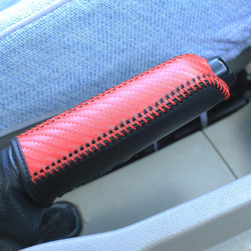 Carbon Fiber Car Leather Handbrake Cover Protective Sleeve Hand Brake Protection for Ford Focus 2012-2018 Accessories