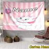 Custom Name Tapestry Elegant white cat Tapestry Room Decoration Wall Hanging for Living Room Bedroom, dormitory, Birthday and Christmas gifts