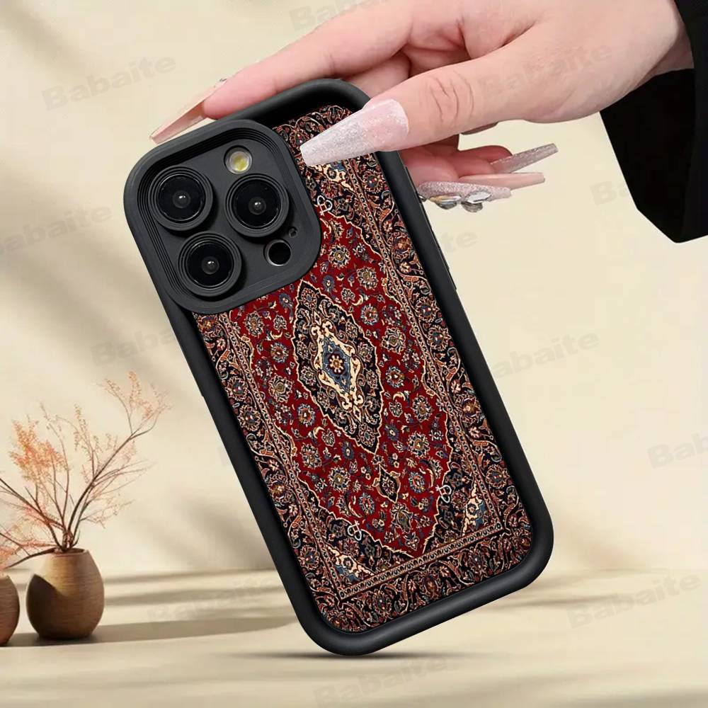 Чехол для телефона с цветочным узором в стиле персидского ковра для IPhone 17 16 15 14 Plus 13 12 11 Pro Max Air Мягкая силиконовая крышка