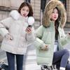 Winter Fur Collar Hooded Puffer Jacket Women Long Sleeve Parka Thick Warm Down Cotton Jackets