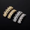 Factory  Halloween Jewelry Gold Silver Metal Color Plating Brass and Zircon Six Piece Hollow Out Heart Hip Hop Grillz