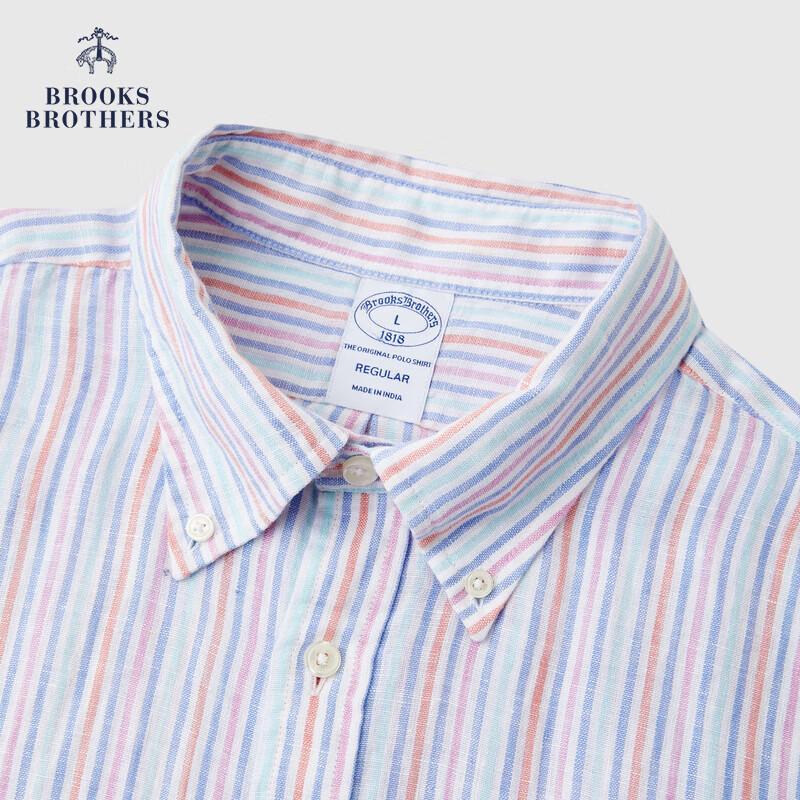 Мужская льняная рубашка с коротким рукавом и пуговицами Brooks Brothers