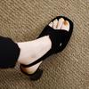Fashion Thick Heel Women Style Sandals 2024 Summer High Heel Matte Leather Waterproof Platform Open Toe Black Sandals Zapatos Mujer