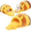 Winnie the Pooh Plush Honey Pot Pet Nest - Semi-Enclosed, Warm, Cute Bed for Cats and Dogs, Ideal for Autumn and Winter.