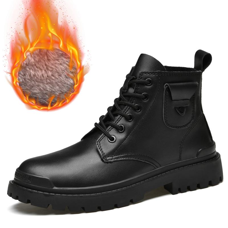 Зимние ботинки на платформе, мужские модные черные ботильоны, походные ботинки для туризма и прогулок, мужские новые повседневные туфли для колледжа, мягкие и удобные