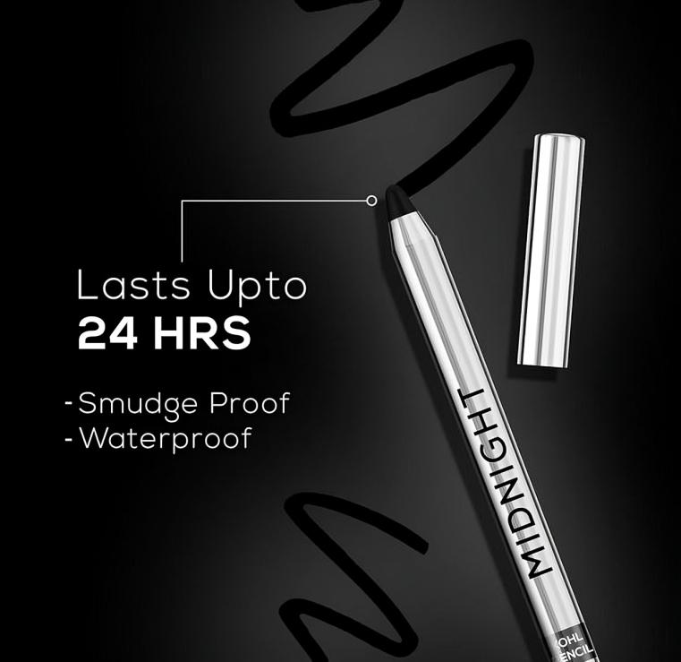 RENEE Карандаш для глаз Midnight Kohl Стойкий к смазыванию и водостойкий Каял Витамин Е, Оливковое масло и Касторовое масло - Матовый финиш Стойкость 24 часа, 1,5 г