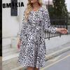 Women's Fashion Autumn Winter Long Sleeve V-Neck Casual Dresses