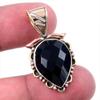 Натуральный черный оникс драгоценный камень 925 пробы цельное стерлинговое серебро двухцветный кулон 1,25" c7z95