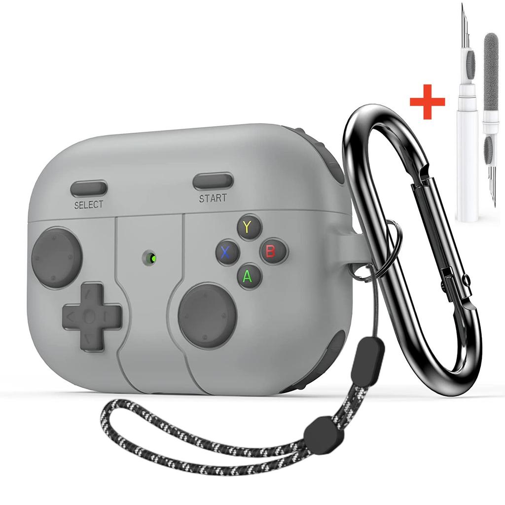 Для чехла для Airpods Pro 3 с брелоком Мягкий силиконовый защитный чехол-накладка с дизайном классической игровой консоли для Airpods Pro 3 (черный)