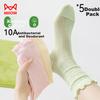 MiiOW Women's Socks, Summer Thin Style, Slouchy Socks with Ruffled Edges, Mesh Mid-Calf Socks, Breathable Cotton Socks to Match Leather Shoes