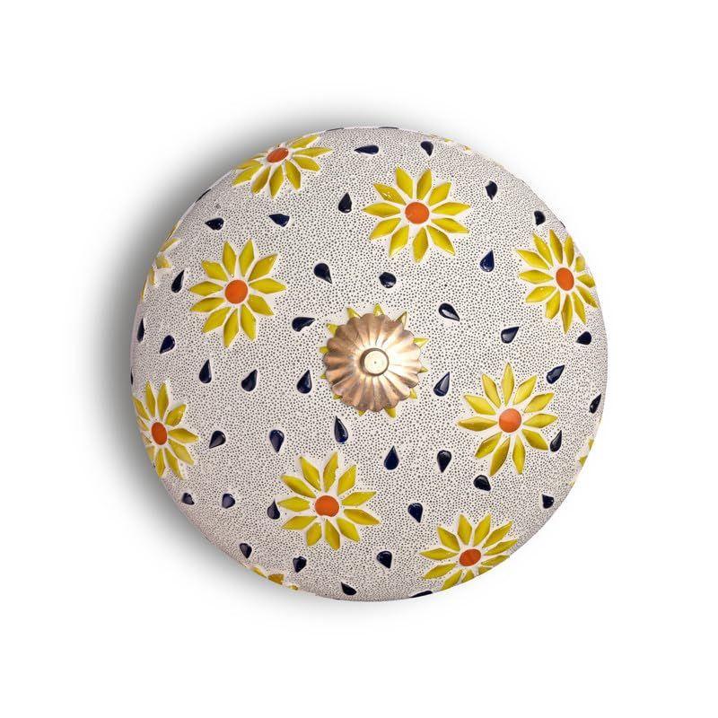 Mosaic Crafted Flowers Multi Colour Glass Ceiling Light for Home Decor