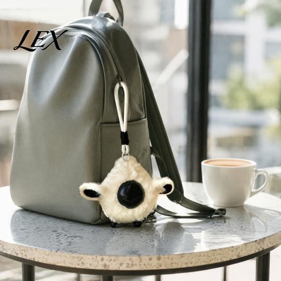Cute Bag Charm Plush Animal Keychain, Soft Stuffed Pendant with Braided Cord, Round Small Gift for Kids Bunny Sheep Backpack, Decorative Mini