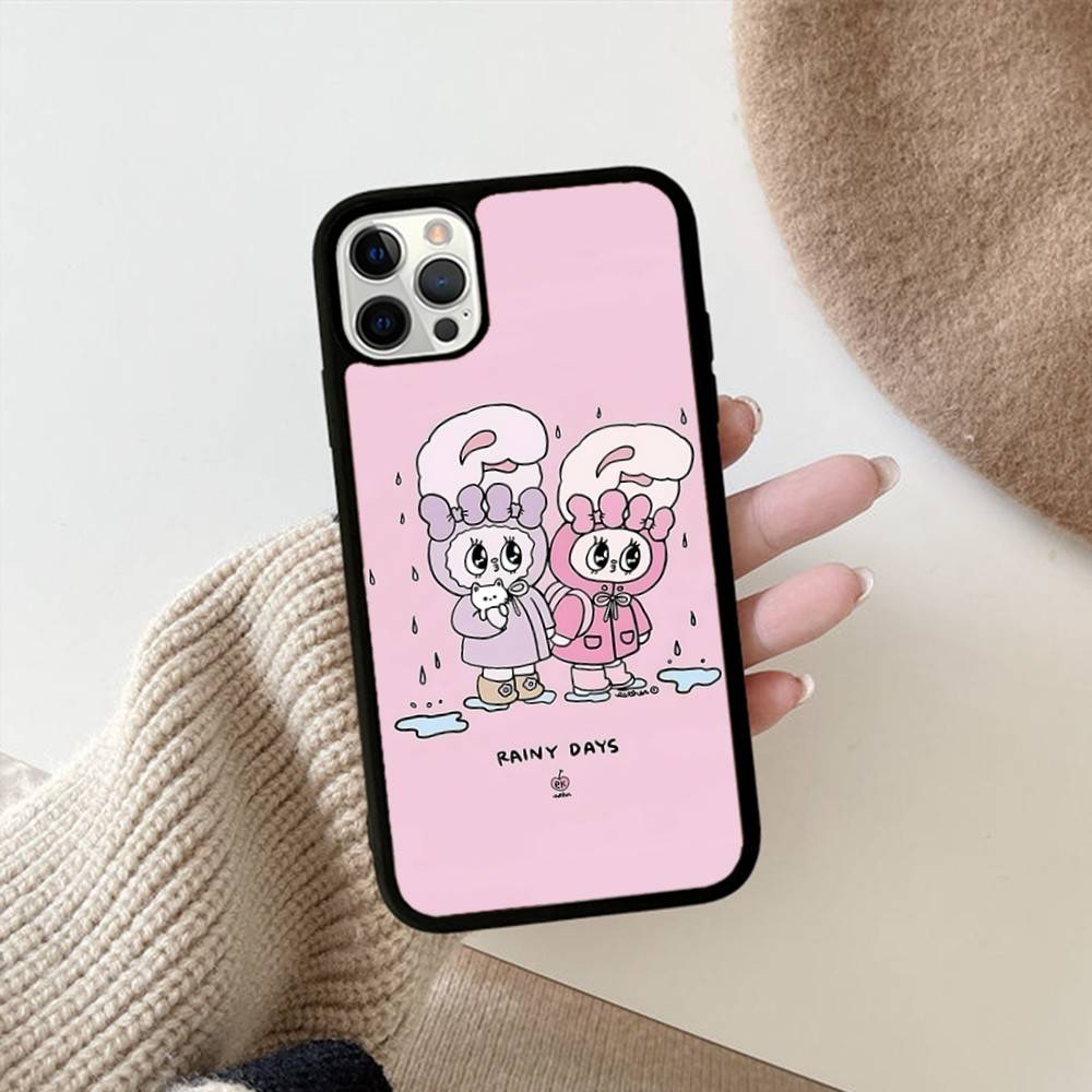 Cute E-EstherS Bunny Rabbit For Iphone 17 Air 16 15 14 13 12 11 Pro Max TPU+PC Plus Shockproof Back Phone Cover