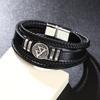 Men Bracelet Multi-layer Braided Leather Scripture Compass Rope Chain Wristband