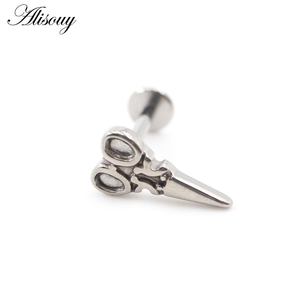 1 шт. титановая морская звезда, змея, ножницы, молоток, луна, циркон, лабрет, кольцо-гвоздик для губ, серьги для хряща уха, украшения для пирсинга тела