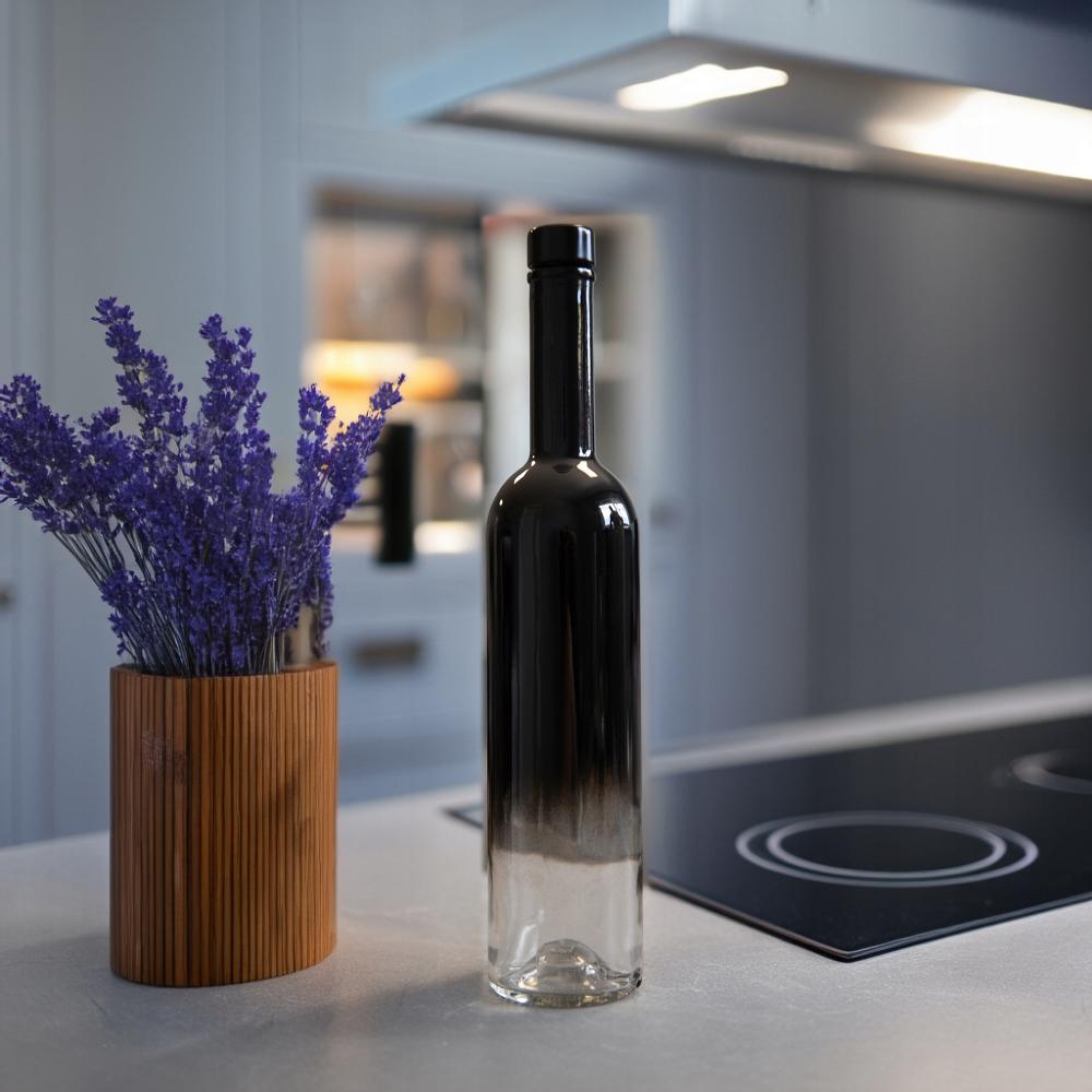 FUTURA 500ml OMBRE glass bottle black and colorless for Vodka Alcohol 0.5l