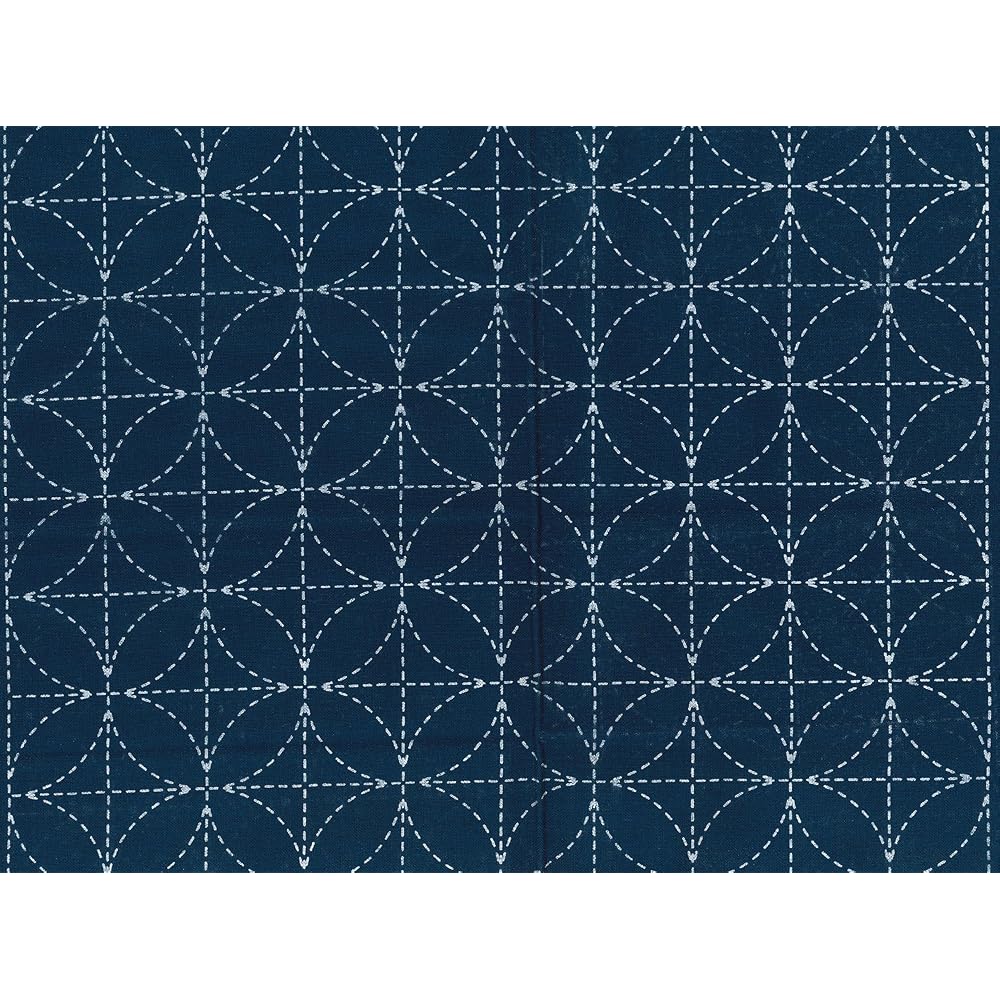 NASKA Sashiko Fabric Indigo Dyed 8 Flower Design 35x38cm Blue