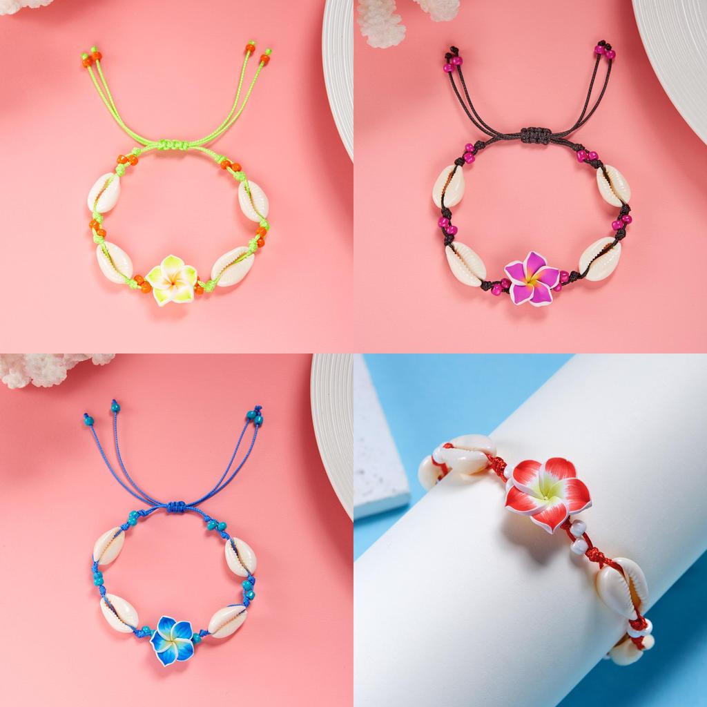 Summer Fashion Handmade Flower Bead Anklet With Adjustable Woven Design For Women