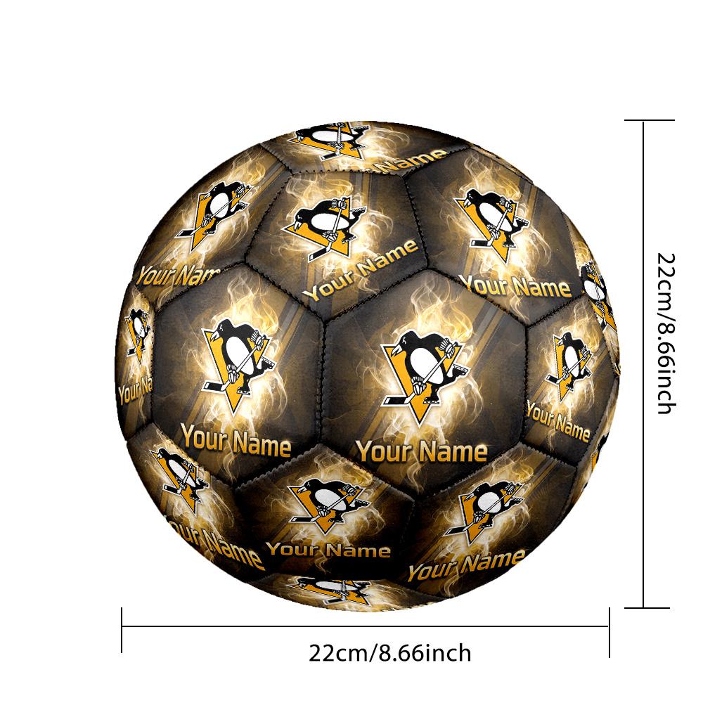 Pittsburgh Penguins Size 5 Football, Custom Name Text Personalized Soccer Ball Sport Training Gift