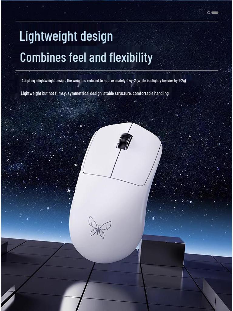 Newmen Butterfly PAW3395 Двухбатарейная Легкая Беспроводная/Проводная 2.4G Bluetooth Трехрежимная Игровая Мышь