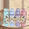 1PC Trust Butterfly Vintage Art Print 750ml Color Plastic Sports Water Bottle Leakproof Flip Straw Lid Suitable for Sports Office Home Use