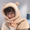 Women Autumn Winter Bear Hat Scarf Gloves Integrated Set Thick Plush Warm Cute Cold Resistant Daily Outdoor Thermal Accessories
