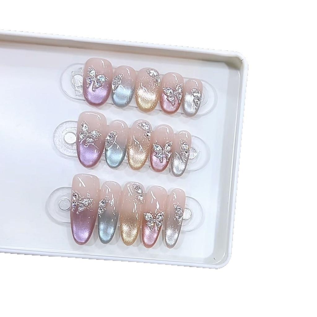 Плетёная вручную броня Новая красочная бабочка Красочные кошачьи глаза Погоня за цирконом Бриллиант Кошачьи глаза Маникюр Наклейка