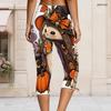 Plus Size Slim Fit Womens Seven Quarter Trousers Side Eyelet Webbing Trim Stretch For Casual Style
