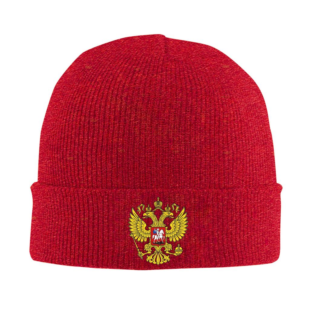 Russian Coat of Arms Knit Hat Russia Emblem Funny Caps FeUnisex Unisex Gym Beanie Hats Spring Design Warm Soft Bonnet Hats