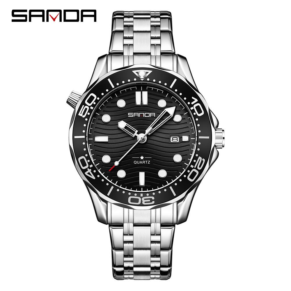 SANDA New Men's Quartz Watch TEMU Multifunctional Waterproof Luminous Calendar Business Men's Quartz Watch 1145