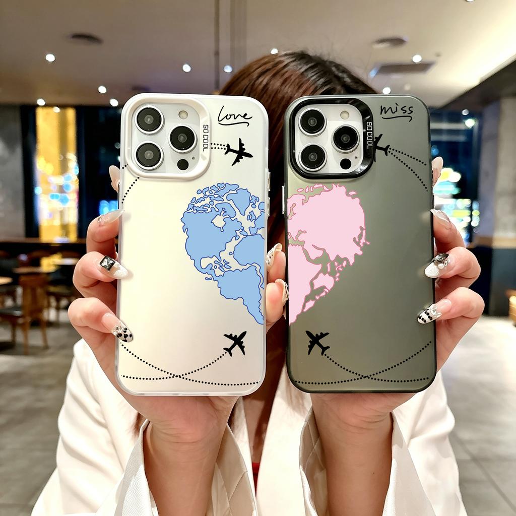 Цветной чехол для телефона для iPhone 17 16E 16 11 15 14 Pro MAX 12 13 MINI 7 8 Plus XR SE Серебристый чехол Самолеты Карта мира Путешествия Любовь Сердце