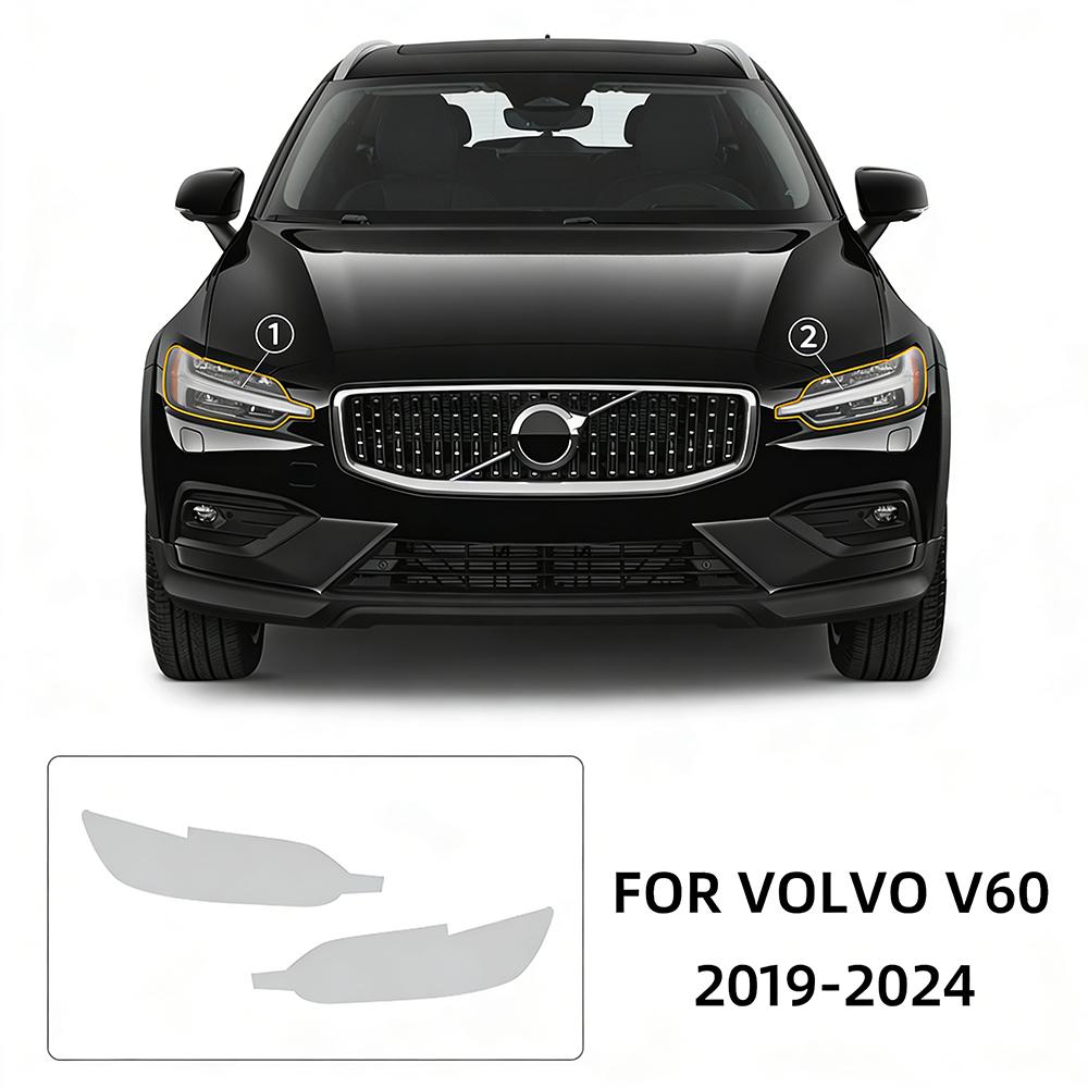 TPU Car Headlight Protective Film For Volvo V60 2019 2020 2021 2022-24 Transport & Smoke Anti-Scratch Auto External Accessories
