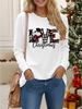 Tops for Women 3D Christmas Print Round Neck Long Sleeve T-shirt Fall Casual Slim Pullover Women's Long Sleeve Top