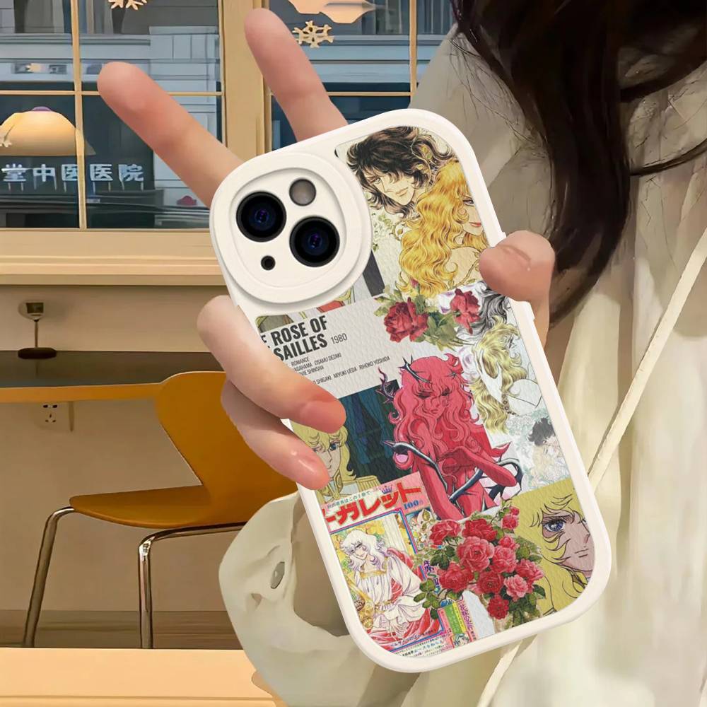 Классическое аниме Роза Версаля Чехол для телефона Для iPhone 16 15 14 13 12 11 Pro Max Plus Кожаная крышка