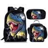 Jurassic World Dinosaur Backpack Set 3-Piece Student School Bag Lunch Bag Pencil Case
