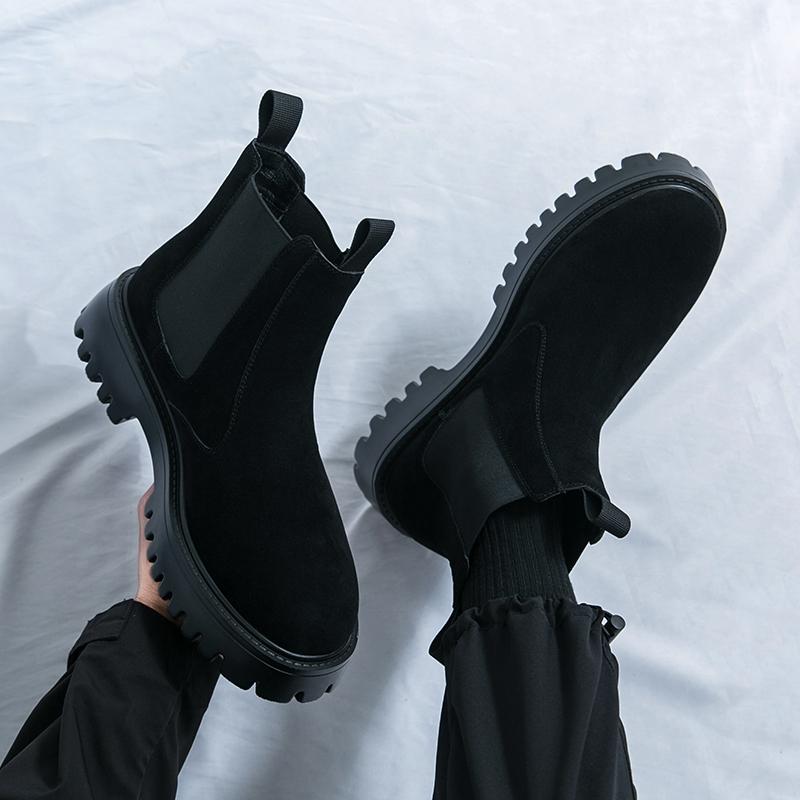 Fashion Handmade Luxury Men Ankle Boots Autumn Winter Cow Suede Leather Shoes Outdoor Work Toooling Boots Male All-match Chelsea Boots