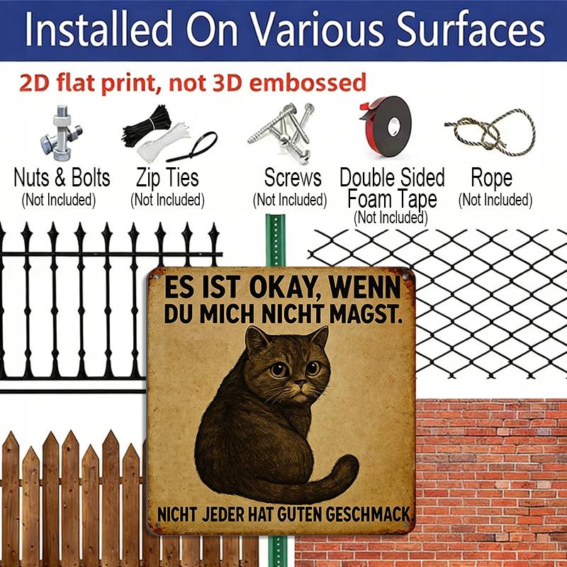 2D Flat - 1pc Vintage Aluminium Metal Sign, Outdoor Decorative Wall Sign, Retro Tin Sign Style, Funny Cat Theme, "It Is Okay If You Do Not Like Me