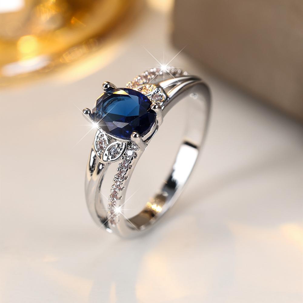 Изысканное зеленое, синее, белое овальное кольцо с камнем, серебряное обручальное кольцо, ювелирные изделия, подарки для женщин