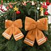 DIY Holiday Craft Supplies Plush Gingerbread Christmas Tree Bow, Soft Furry Bow Hanging Fabric Accents Ornament for Xmas Tree, Wreath, Door,
