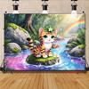 2D flat Cat Wonderland background cloth under the rainbow suitable for all kinds of events and celebrations polyester
