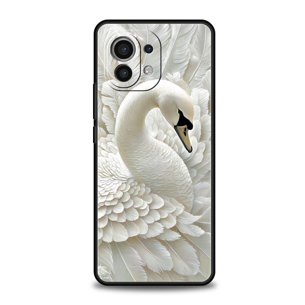 Чехол для телефона для Xiaomi Mi 17 Pro Max 15 14 13 12 11 Ultra 15T 14T 13T 12T 11T Pro Lite Мягкий ТПУ Элегантный Дизайн Белого Лебедя