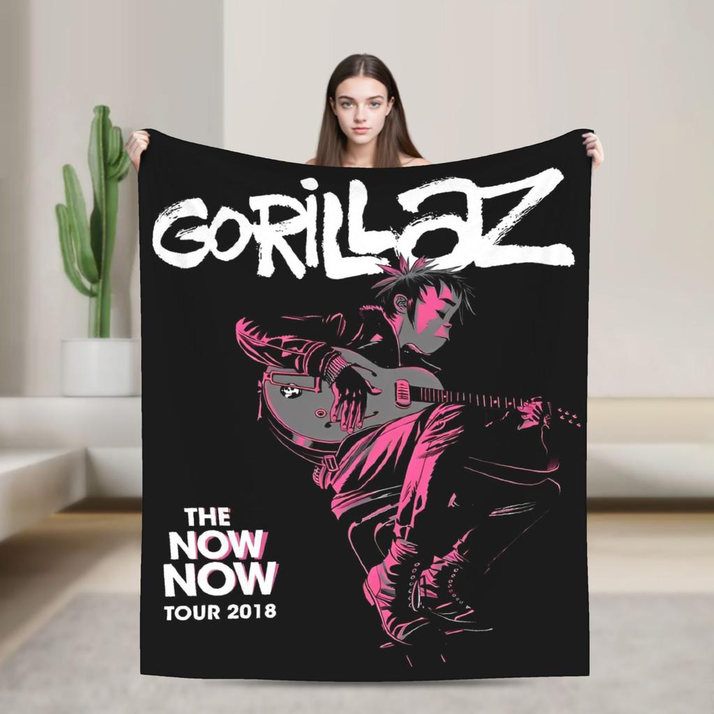Британская виртуальная группа Gorillaz, рок-хип-хоп плед, теплый, мягкий, оригинальный плюшевый плед для путешествий, офиса, фланелевое покрывало на кровать.