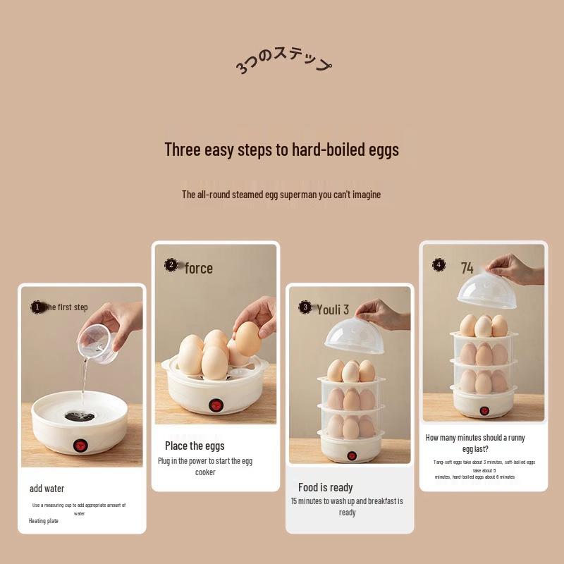 Автоматическая пароварка для яиц на 1 человека - Многофункциональная машина для завтрака для приготовления яиц на пару и заварного крема с автоматическим отключением питания