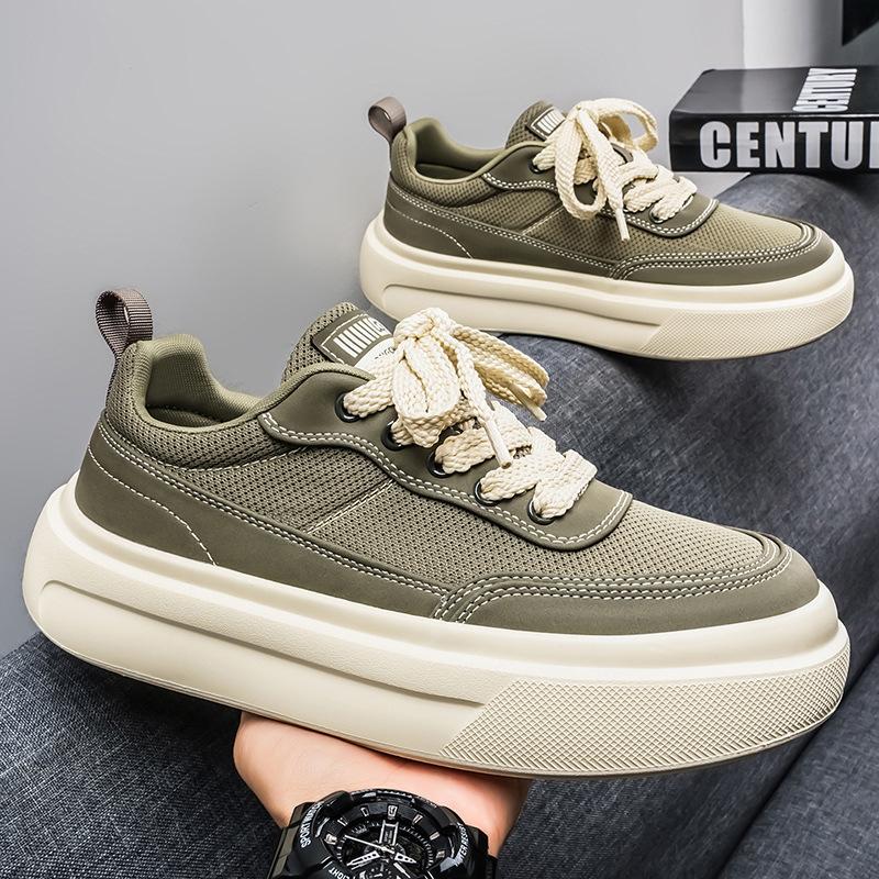 Men's season mesh board shoes heightened breathable soft sole light white shoes sports shoes versatile men's shoes tide