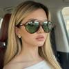 Retro Oversized Round Pilot Sunglasses Women Fashion Luxury Big Frame Mirror Boho Gradient Sunglasses Retro Classic Beach Shades