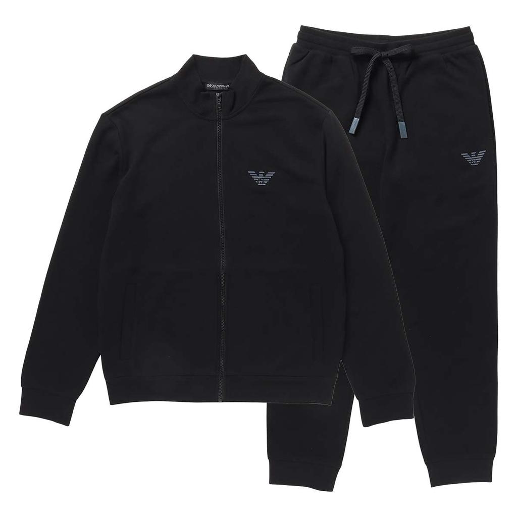 Emporio Armani ICONIC TERRY Iconic Terry Brushed Lining Top and Bottom Set Full Zip Long Sleeve Pajamas Loungewear Loungewear EU Size Present 54075717