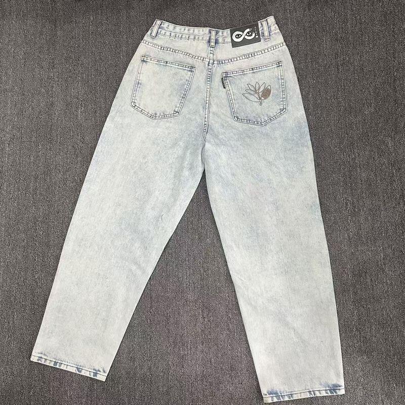 RogueWave Casual Jeans High-quality Streetwear Trendy Men Women Wide-leg Pants Denim Trousers