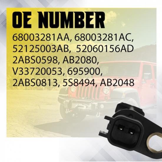 4x ABS Wheel Speed Sensor Fit 2012-2017 Jeep Wrangler 3.6L 68003281AA 68003281AC