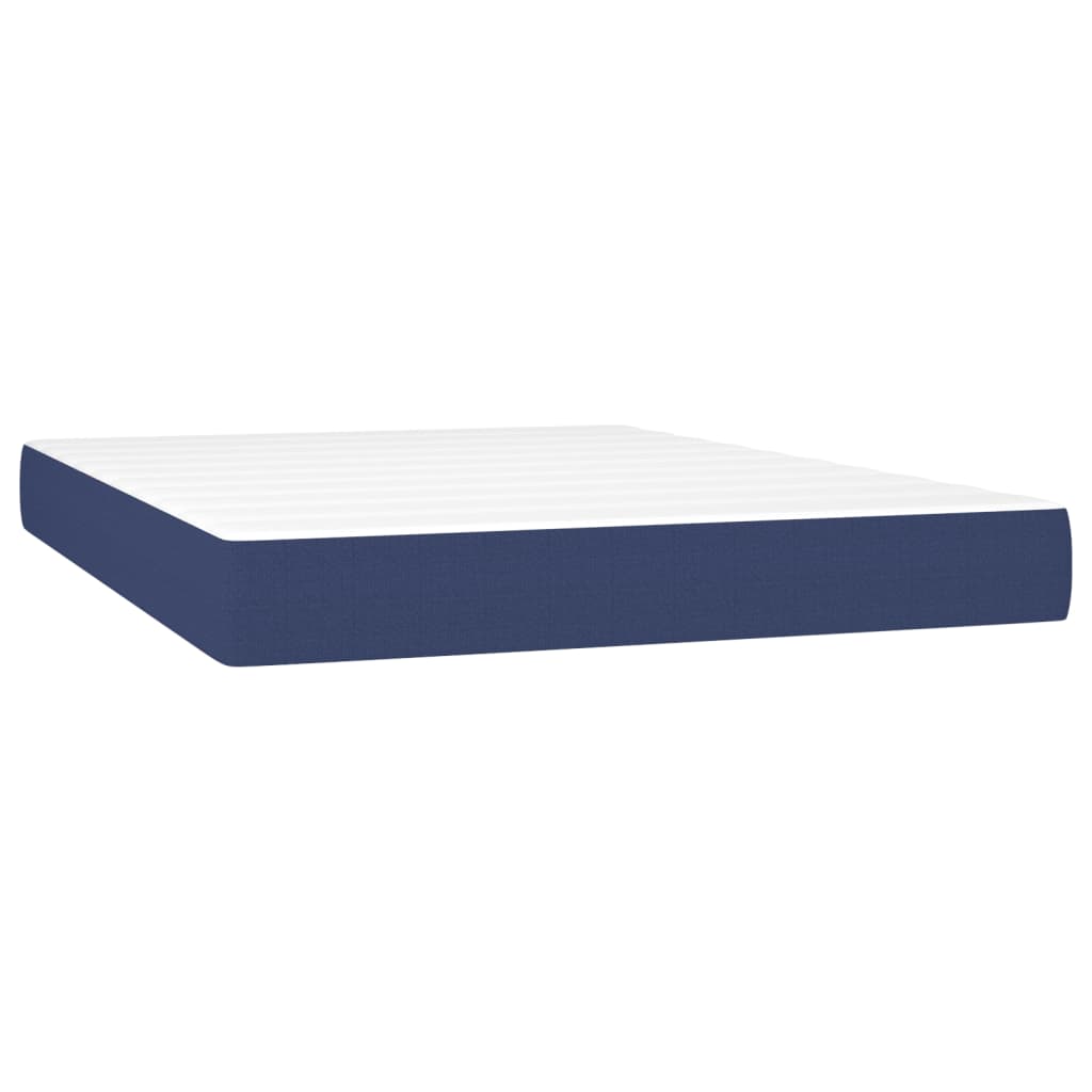 Box Spring Bed with Mattress Blue 140x200 cm Fabric